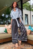 Bloc Stripe Wide Leg Pant Black & Storm